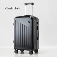 Smart Carry-On Luggage with Cup Holder &amp; USB Charging Port - Black Color Spinner Suitcase for Travel Convenience  20 inch