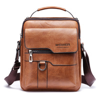 Men&#39;s Vintage Leather Shoulder Bag - Multi-Compartment Crossbody Messenger Bag 22cm(L)*8cm(W)*26cm(H)(Light brown)