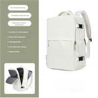 Water-Resistant Laptop Backpack with USB Charging Port and Wet-Dry Separation (Beige)