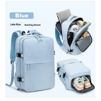 Water-Resistant Laptop Backpack with USB Charging Port and Wet-Dry Separation (Blue)