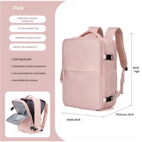 Water-Resistant Laptop Backpack with USB Charging Port and Wet-Dry Separation (Pink)