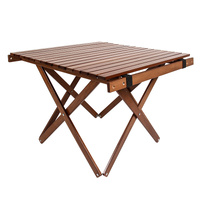 Portable Wooden Folding Table - Compact Outdoor Camping &amp; Picnic Table - Log coloured