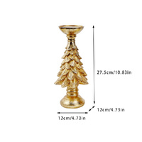 Gold Christmas Tree Candle Holder - Elegant Resin Pillar Stand, 27.5cm Festive Decoration