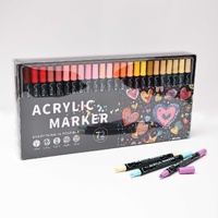 Dual-Tip Acrylic Marker Set - 1-5mm Round Tip &amp; 1mm Fine Tip for Art and Craft Projects 72 colors
