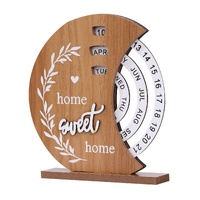 Rustic Perpetual Wooden Calendar | Decorative Home &amp; Desk Accessory 20*18cm Moon shape