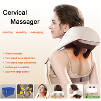 Portable Shiatsu Neck and Shoulder Massager with Heat | Rechargeable 2000mAh Battery Beige
