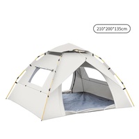Off-white 3-4 Person Lightweight Camping Tent (210*200*135cm) | UV Protection Silver Coated, Dual Doors &amp; Windows