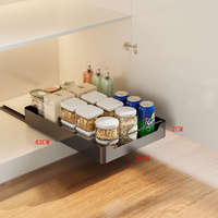 Black Pull-Out Kitchen Drawer Organizer - Soft-Close, 43x35x7cm Storage Solution for Pantry &amp; Drinks