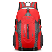 Red Lightweight Hiking Backpack - Waterproof Outdoor Travel &amp; Camping Bag with Multi-Compartment Design