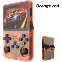 Orange-red Retro Portable Gaming Console with 64GB, 2 Memory Card-3D Games, HD Display, and Dual Joysticks