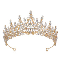 Luxury Full Rhinestone Bridal Tiara - Elegant Alloy Crown Hairband with 3A Grade Crystals  Gold