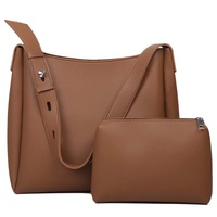 Brown 2-Piece Women&#39;s Bucket Bag Set - Vintage Large Capacity Shoulder Tote &amp; Crossbody Bag (Commuter Style)