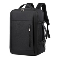 Black Expandable Backpack with USB Port - Multi-Functional Outdoor, Commuter &amp; Laptop Bag