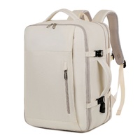 Off-white Expandable Backpack with USB Port - Multi-Functional Outdoor, Commuter &amp; Laptop Bag