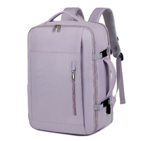 Purple Expandable Backpack with USB Port - Multi-Functional Outdoor, Commuter &amp; Laptop Bag