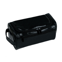 Black Large Capacity PU Leather Travel Toiletry Bag - Portable Waterproof Makeup Organizer for Business &amp; Vacation