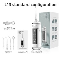 L13 White Portable Electric Water Flosser - Handheld Teeth Cleaner, USB Rechargeable, Deep Oral Irrigator