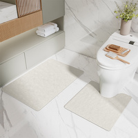 Off-white Bathroom Floor Mat Set - U-Shaped Toilet Mat 50*50cm &amp; Rectangular 50x80cm Mat for Bathroom