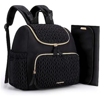 Black Travel Backpack with Diaper Changing Mat - Small Size, Insulated Pocket,Perfect for Moms on the Go
