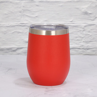 Red 12oz Double-Wall Vacuum 304 Eggshell Cup - Mini Portable Insulated U-Shaped Cup, Creative Small Beer Mug