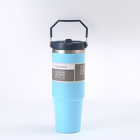 Blue 30oz 304 Stainless Steel Ice Cup with Handle - Portable Car and Travel Cup, Double Insulated, for Hot &amp; Cold Drinks