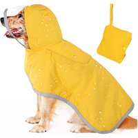 L Yellow Reflective Adjustable Pet Raincoat with Hood - Waterproof Dog Jacket, Adjustable Dog Poncho for Outdoor Protection
