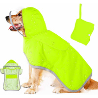 L Green Reflective Adjustable Pet Raincoat with Hood - Waterproof Dog Jacket, Adjustable Dog Poncho for Outdoor Protection