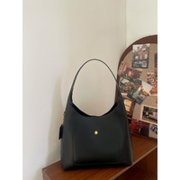 Black Oil-Wax Leather Style Casual Shoulder Bag, Versatile Handbag and Crossbody Tote for Women