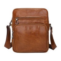 Brown Men&#39;s Genuine Leather Casual Shoulder Bag, Minimalist Crossbody Bag for Everyday Use