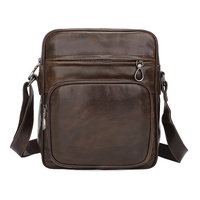 Dark Brown Men&#39;s Genuine Leather Casual Shoulder Bag, Minimalist Crossbody Bag for Everyday Use
