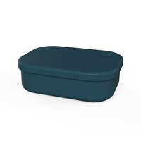 Dark Blue Food-Grade Silicone Lunch Box - Microwave Safe Bento Box with Dividers &amp; Airtight Seal