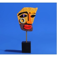 Yellow Modern Abstract Man Facce Sculpture - Colorful Resin Art Statue for Home &amp; Office Decor