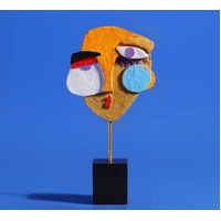 Modern Abstract Face Sculpture - Colorful Resin Art Statue for Home &amp; Office Decor