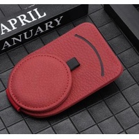 Red Multifunctional Car Sun Visor Glasses Clip with Card Holder - Compact and Convenient