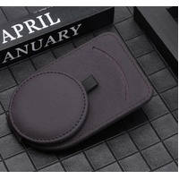 Brown Multifunctional Car Sun Visor Glasses Clip with Card Holder - Compact and Convenient