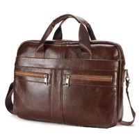 Brown Men&#39;s Genuine Leather Briefcase - Classic Business Messenger Bag