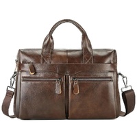 Coffee Brown Men&#39;s Genuine Leather Briefcase - Classic Business Messenger Bag