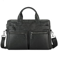 Black Men&#39;s Genuine Leather Briefcase - Classic Business Messenger Bag