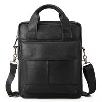 Black Men&#39;s Genuine Leather Shoulder Bag - Vintage Business Briefcase