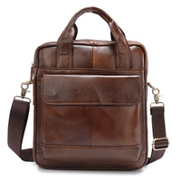 Brown Men&#39;s Genuine Leather Shoulder Bag - Vintage Business Briefcase