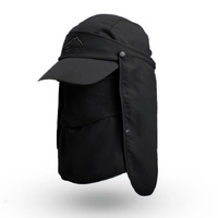 Black UV Protection 4-in-1 Outdoor Sun Hat with Removable Flaps