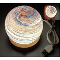 Evening Glow LED Planet Night Light with Wooden Base, USB Rechargeable