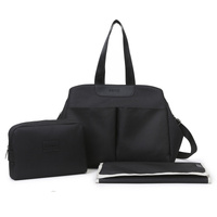 Black Multi-functional Baby Diaper Bag with Changing Mat - Travel &amp; Stroller-Friendly Design