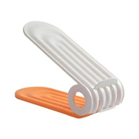 2 PCS Orange Adjustable Shoe Slot Organizer - Space-Saving Shoe Storage Solution for Closet and Shelf
