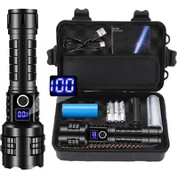 Gift Box LED Self-Defense Flashlight - Powerful Rechargeable Type-C LED Torch with Digital Display for Home &amp; Outdoor Use