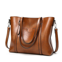 Brown Fashionable Soft Leather Women&#39;s Handbag, Large Capacity Shoulder &amp; Crossbody Tote, Casual Bucket Bag