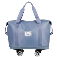 Blue Large Capacity Travel Bag with Expandable Design, Waterproof &amp; Wet-Dry Separation, 360° Spinner Wheels - Ideal for Students, Business, and Matern