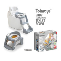 Grey Children&#39;s Toilet Trainer Seat – Foldable Potty Ladder with Color Box, Easy-to-Use Toilet Seat for Kids