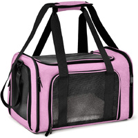 L Pink Portable Foldable Pet Carrier Bag - Large Capacity Travel Carrier for 2 Small Pets, Comfortable and Stylish Cat Backpack, Foldable &amp; Easy to Ca