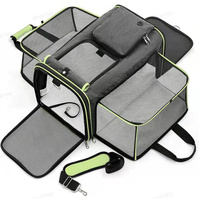 Gray Green Foldable Portable Pet Carrier Bag - Large Capacity Travel Backpack for Cats and Small Dogs, Expandable Car Pet Bag, Handheld Pet Carrier fo